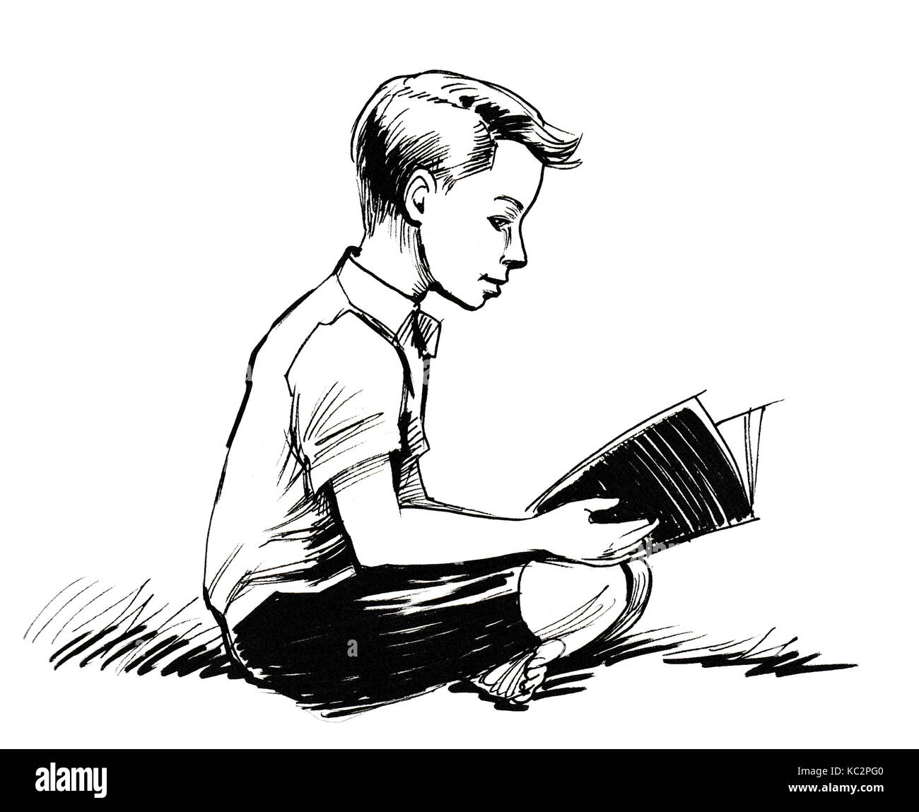Illustration White Boy Reading Book Stock Photos ...