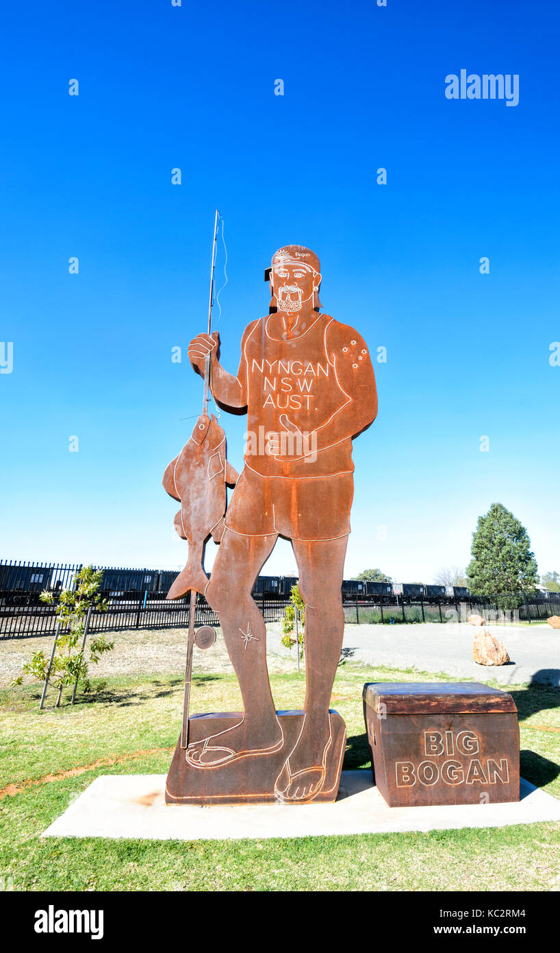 The Big Bogan statue, a fisherman effigy, Nyngan, New South Wales, NSW, Australia Stock Photo