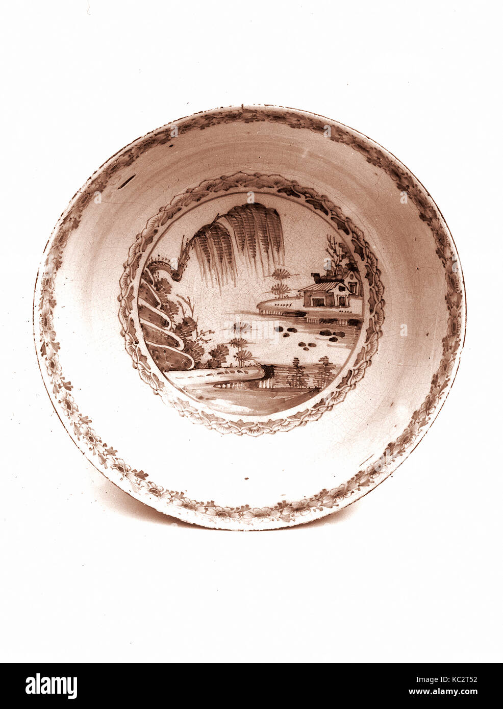 Bowl, 1750–60, Made in Bristol, Bristol, England, British, Tin-enameled earthenware, H. 5 5/8 in. (14.3 cm); Diam. 13 13/16 in Stock Photo