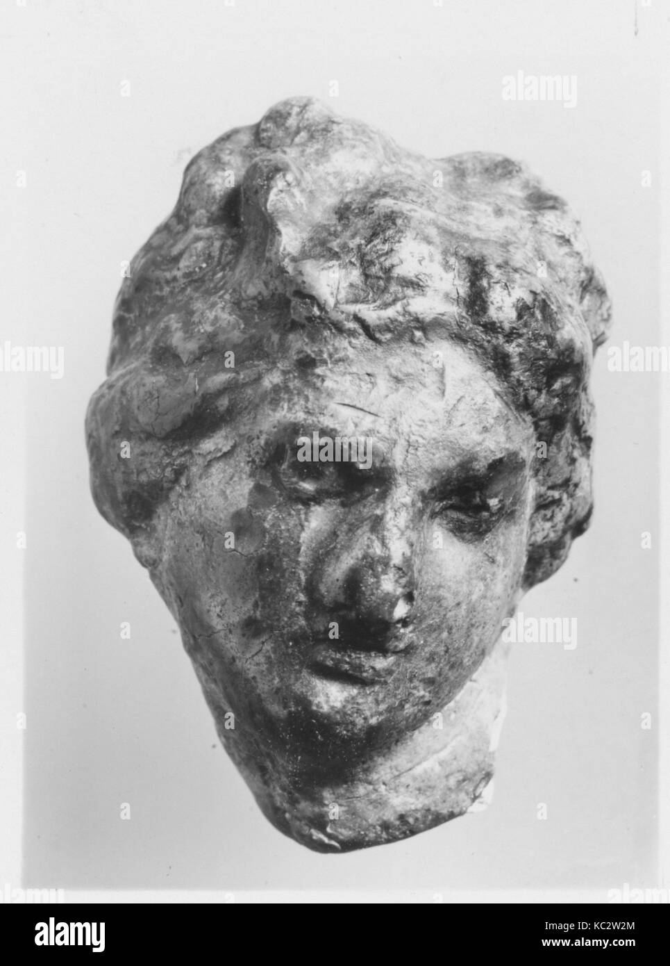 Head of Aphrodite, Late Hellenistic, Greek, Egyptian, Wax, paint, Overall: 4 3/4 x 3 3/8 x 2 3/4 in. (12.1 x 8.6 x 7 cm Stock Photo