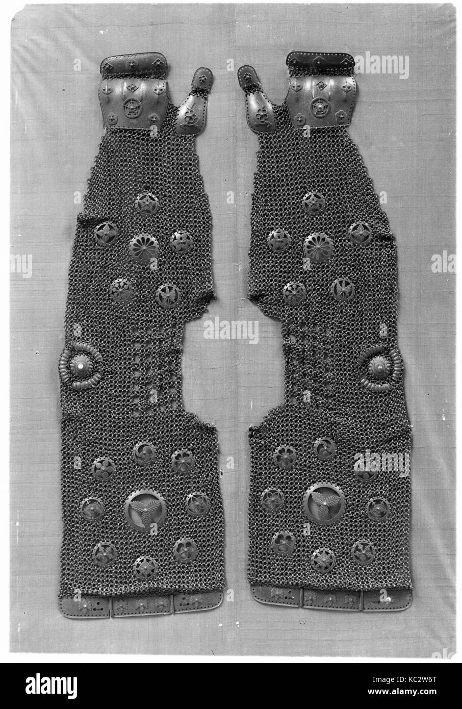 Pair of Sleeves (Kotē), 18th century, Japanese, Chainmail, L. 26 1/2 in. (67.3 cm), Armor Parts-Arms & Shoulders Stock Photo