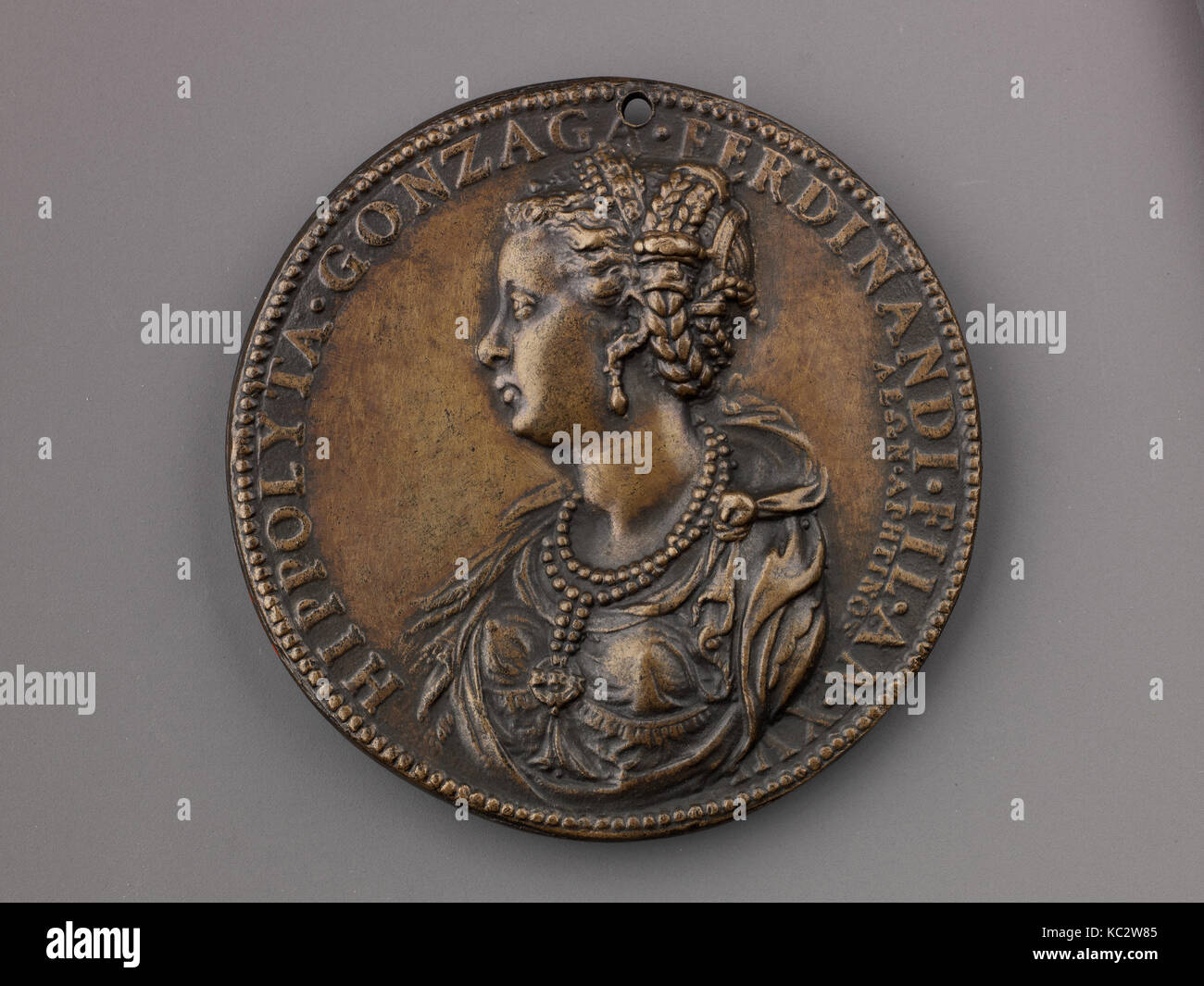 Medal:  Ippolita Gonzaga, Leone Leoni, model 1551 (possibly cast 19th century Stock Photo