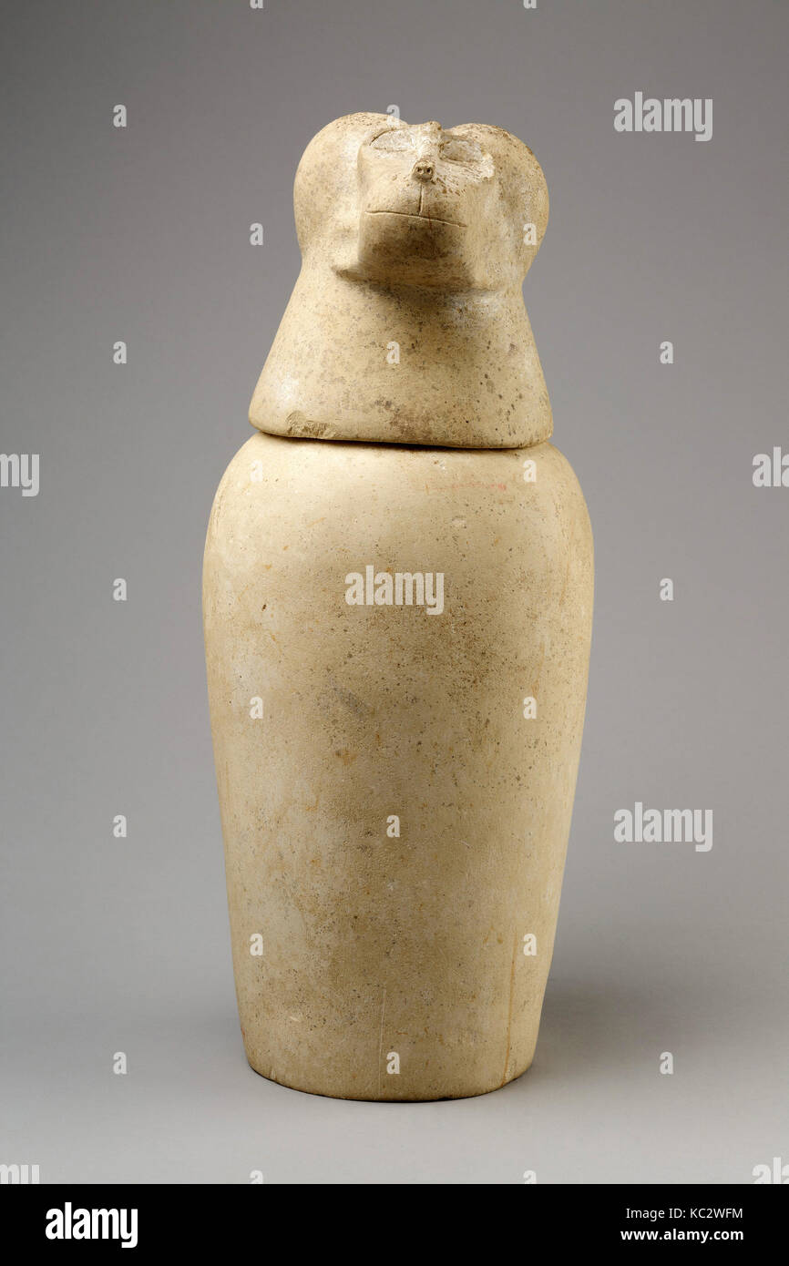 Canopic jar with head of baboon (Hapy), ca. 800–650 BC Stock Photo