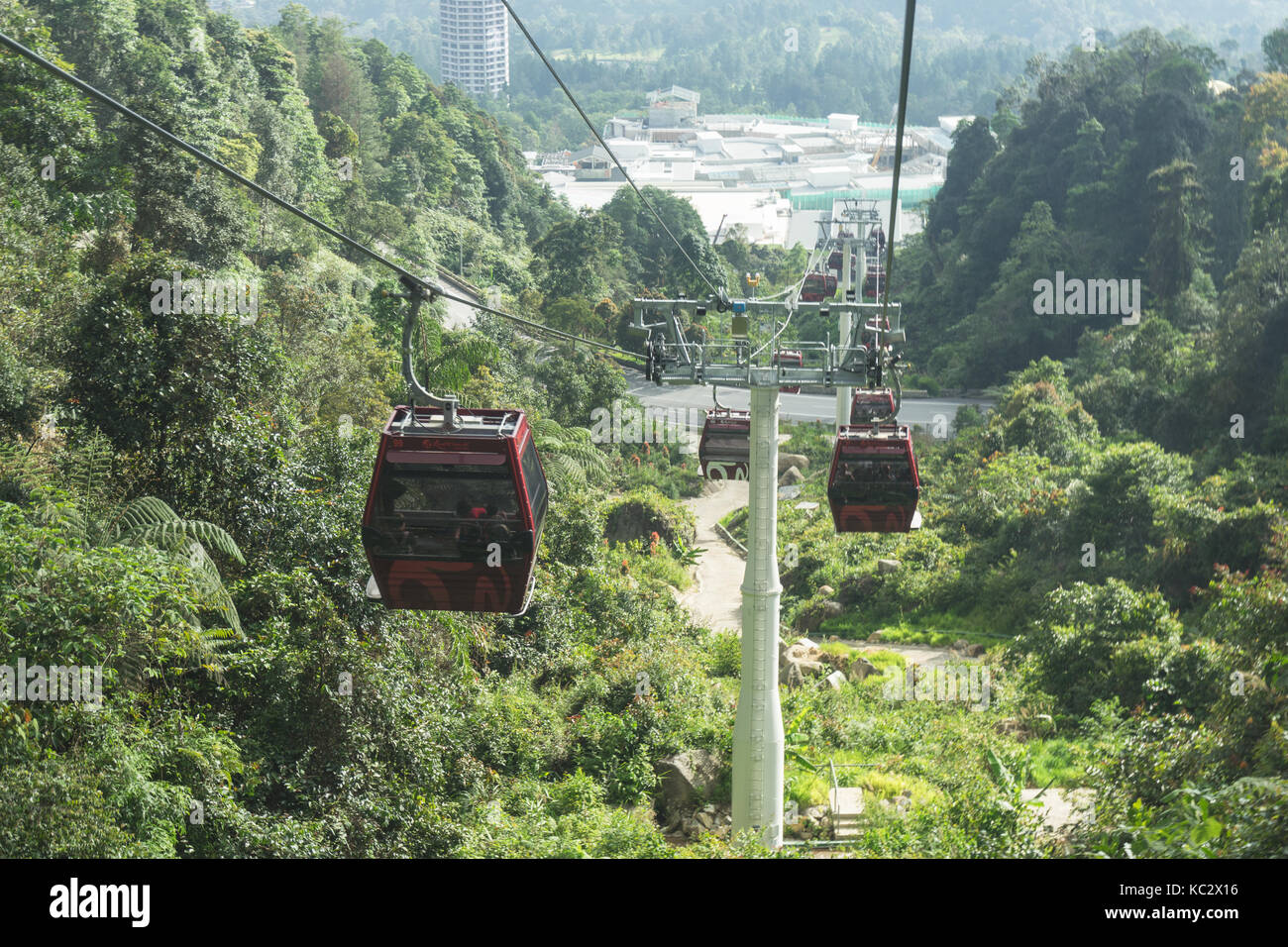 GENTING HIGHLANDS, MALAYSIA - February 11,2017 : Tourists travel on cable car of Genting Skyway Stock Photo