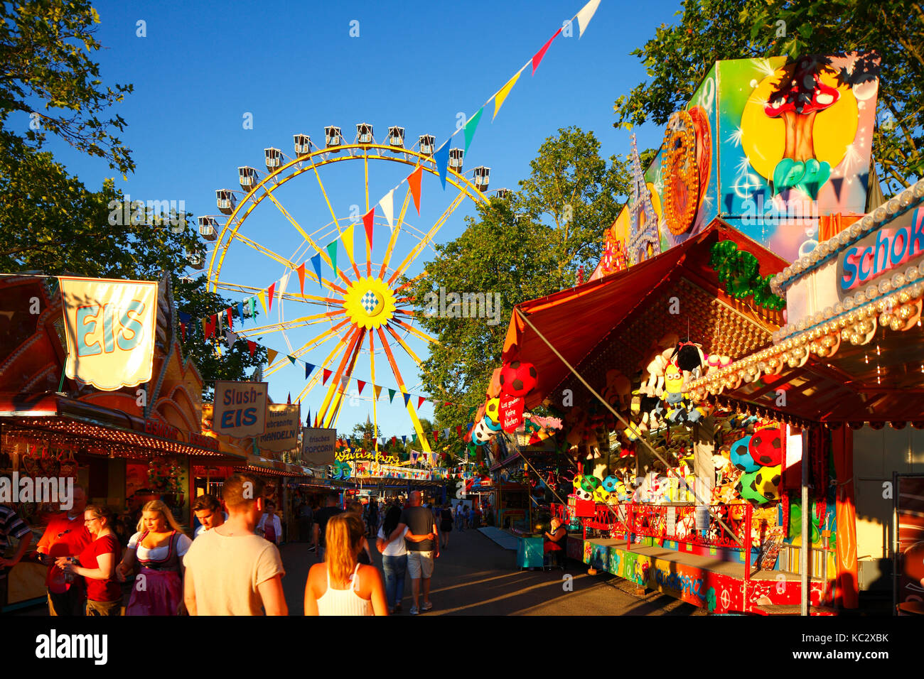 Aschaffenburger Volksfest, Riesenrad, Aschaffenburg, Unterfranken, Franken, Bayern, Deutschland, Europa  I Fun Fair with Ferris Wheel, Aschaffenburg,  Stock Photo