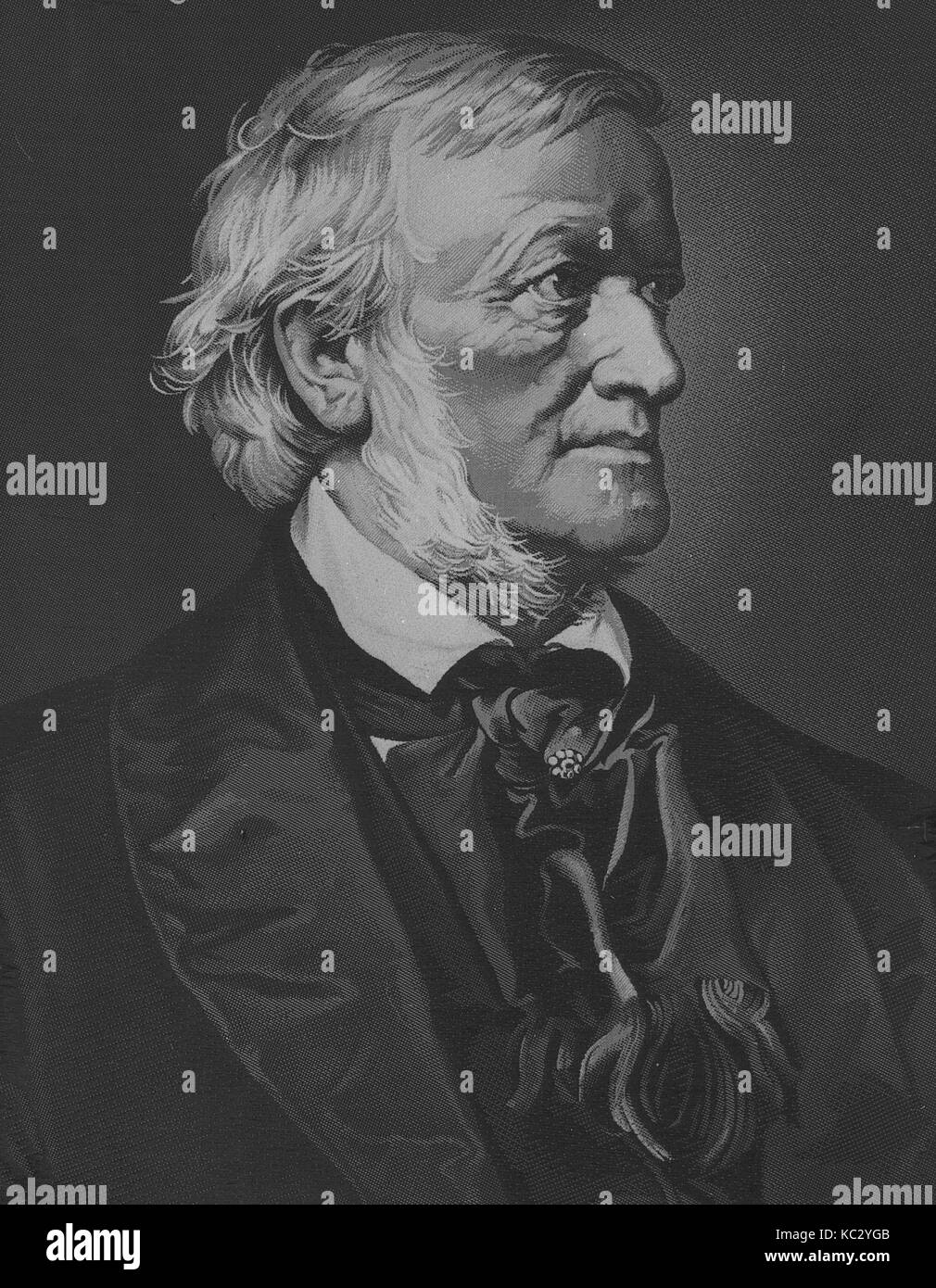 Richard Wagner (1805–1864), 1875, German, Silk, H. 17 3/8 x W. 12 1/2 inches (44.1 x 31.8 cm), Textiles-Woven Stock Photo