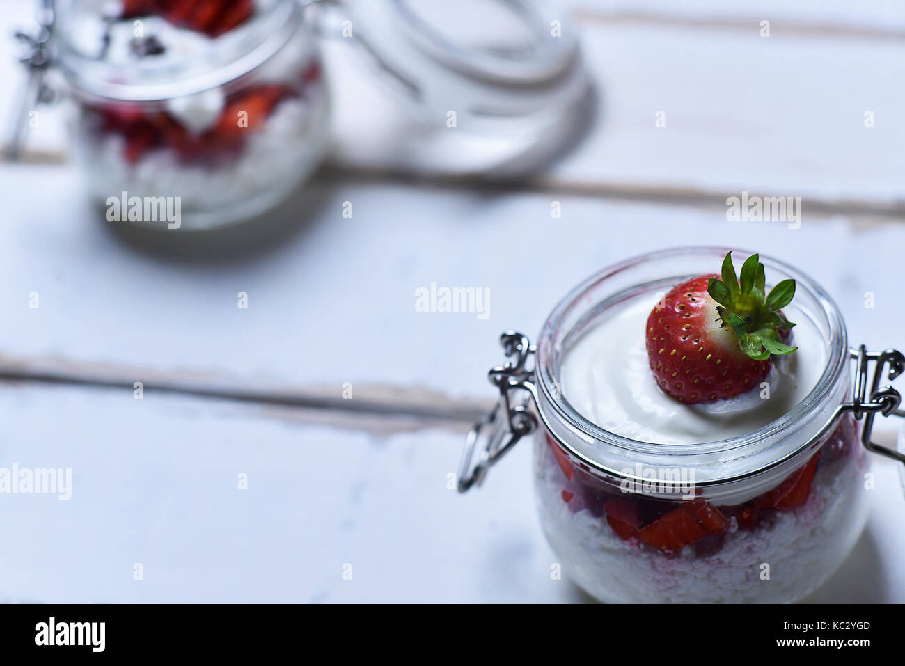 Strawberry dessert on the table Stock Photo Alamy