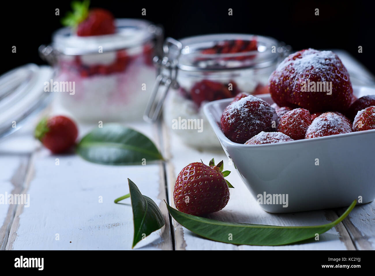 Strawberry dessert on the table Stock Photo Alamy