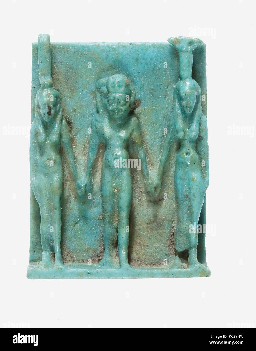 Amulet depicting Nephthys, Horus, and Isis, 664–30 B.C Stock Photo