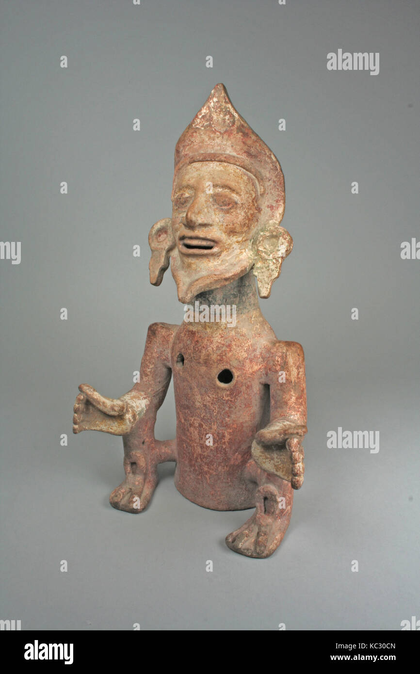 Seated Figure (Xantil), 13th–15th century, Mexico, Mesoamerica, Eastern Nahua, Ceramic, pigment, H. 13 15/16 x W. 8 1/8 x D. 6 1 Stock Photo