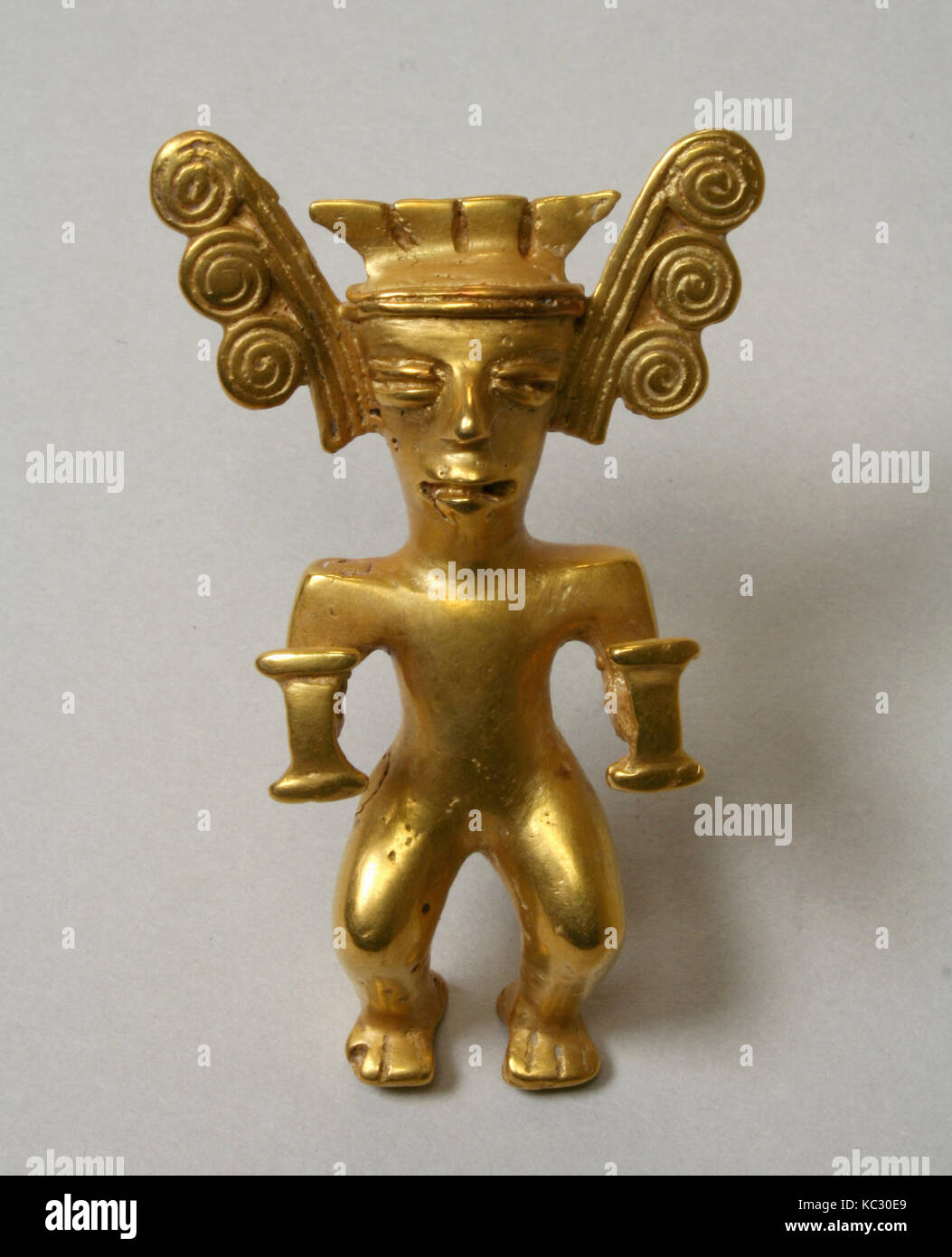 Figure Pendant, 3rd–10th century, Colombia, Cocle Province, Rio Cauca, Quimbaya (?), Gold, H. 2 1/2 x W. 1 1/2 x D. 5/8 in. (6.4 Stock Photo