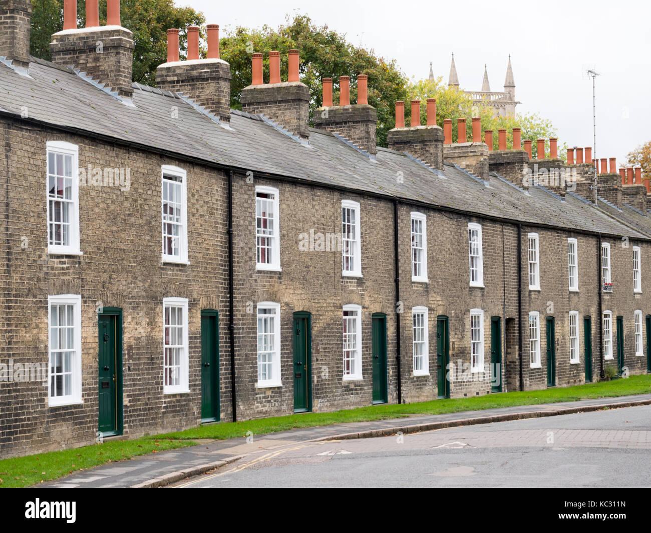 A row of terraced houses used for  Cambridge University student accommodation in Cambridge UK Stock Photo