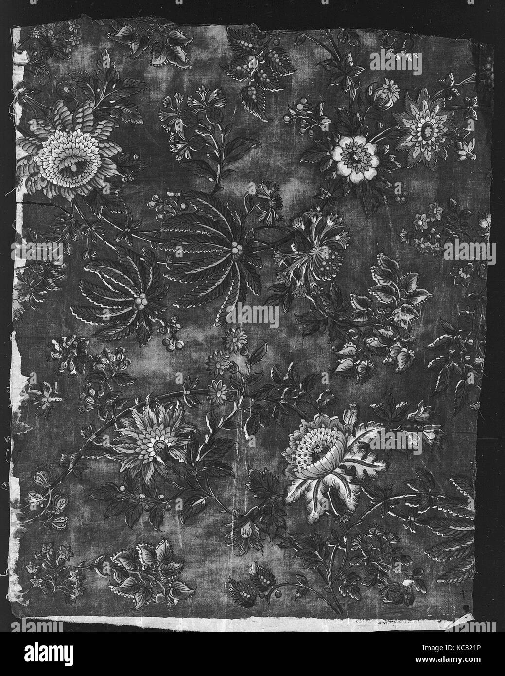 Piece, 1810–15, British, Cotton, L. 14 3/4 x W. 18 3/4 inches, Textiles-Printed Stock Photo