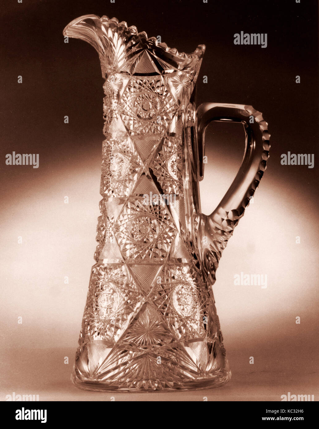 Pitcher, 1890, Made in White Mills, Pennsylvania, United States, American, Cut blown glass, Glass, Dorflinger Glass Works (1865 Stock Photo