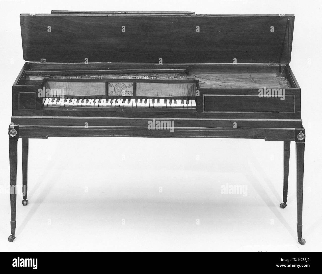 Square Piano, ca. 1791, New York, New York, United States, American, Mahogany, iron, stained hardwood, ivory, bone, various mate Stock Photo