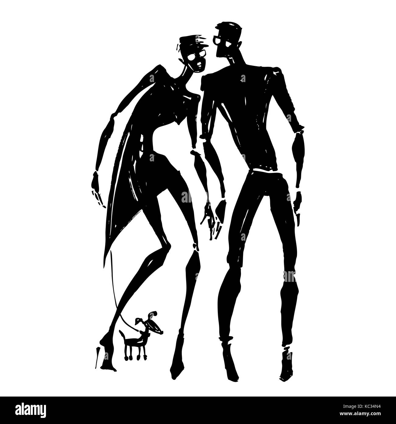 Silhouettes of woman and man Stock Vector Image & Art - Alamy