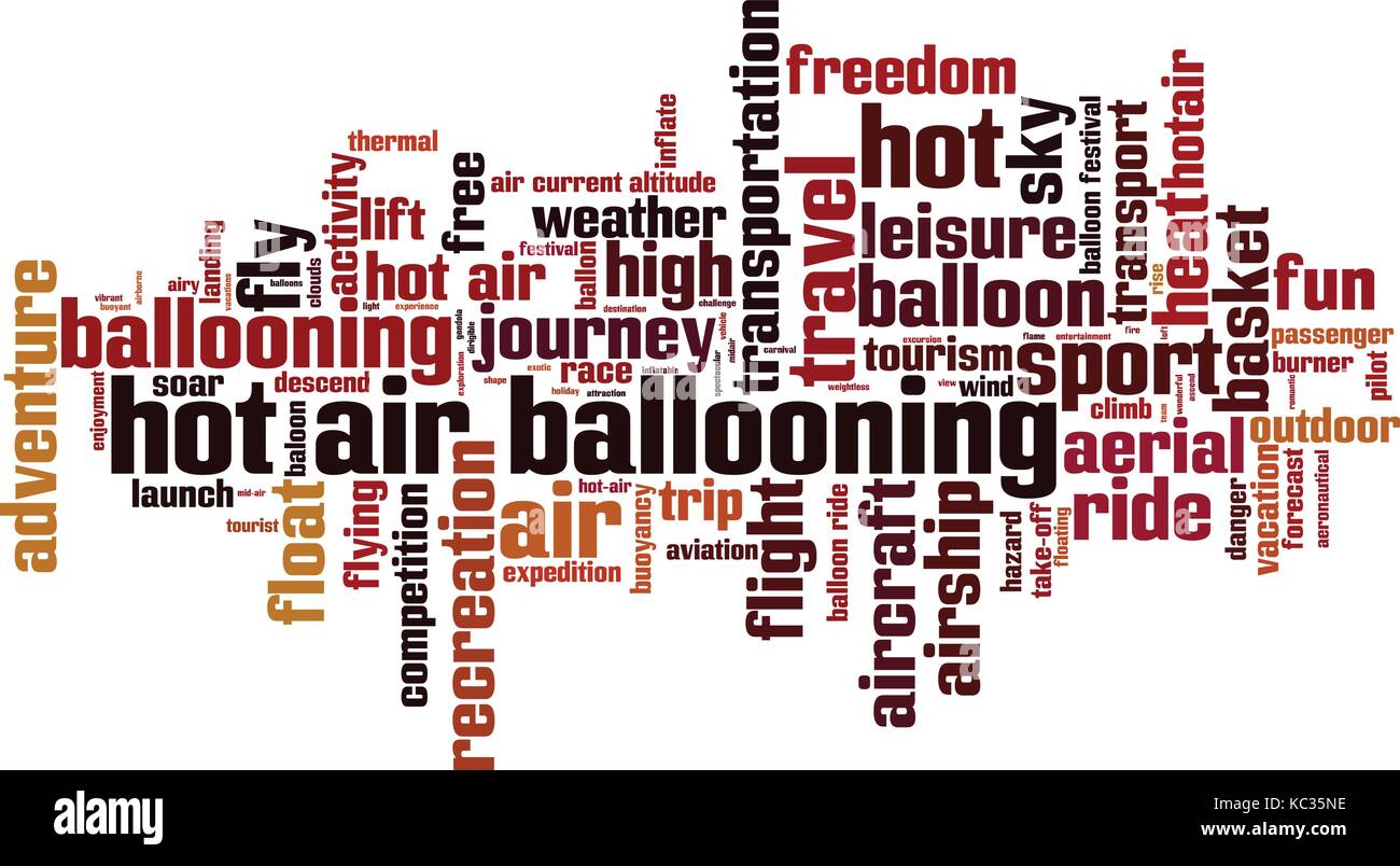 Hot air ballooning word cloud concept. Vector illustration Stock Vector