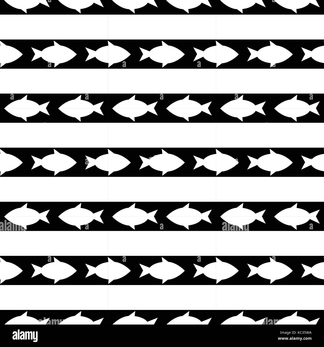 black and white seamless pattern with fish. vector Stock Vector Image ...