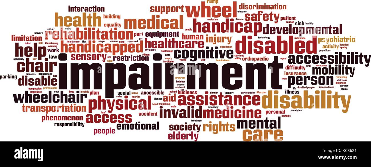 Impairment word cloud concept. Vector illustration Stock Vector Image