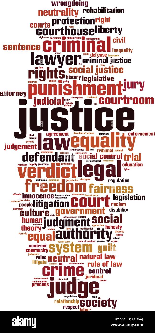 Justice word cloud concept. Vector illustration Stock Vector