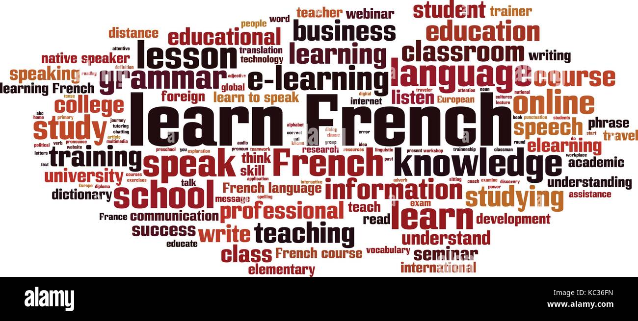 Learn French word cloud concept. Vector illustration Stock Vector Image