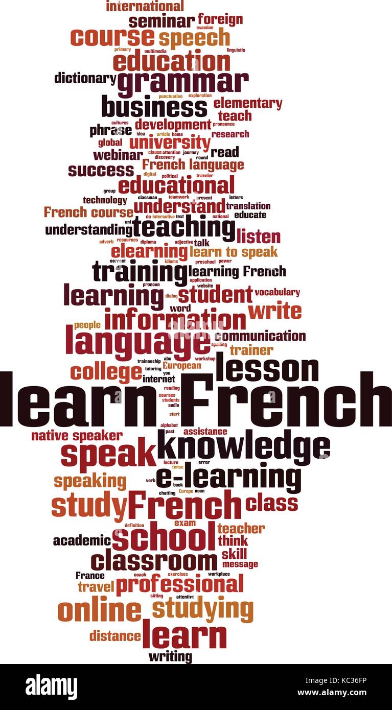 Learn French word cloud concept. Vector illustration Stock Vector Image