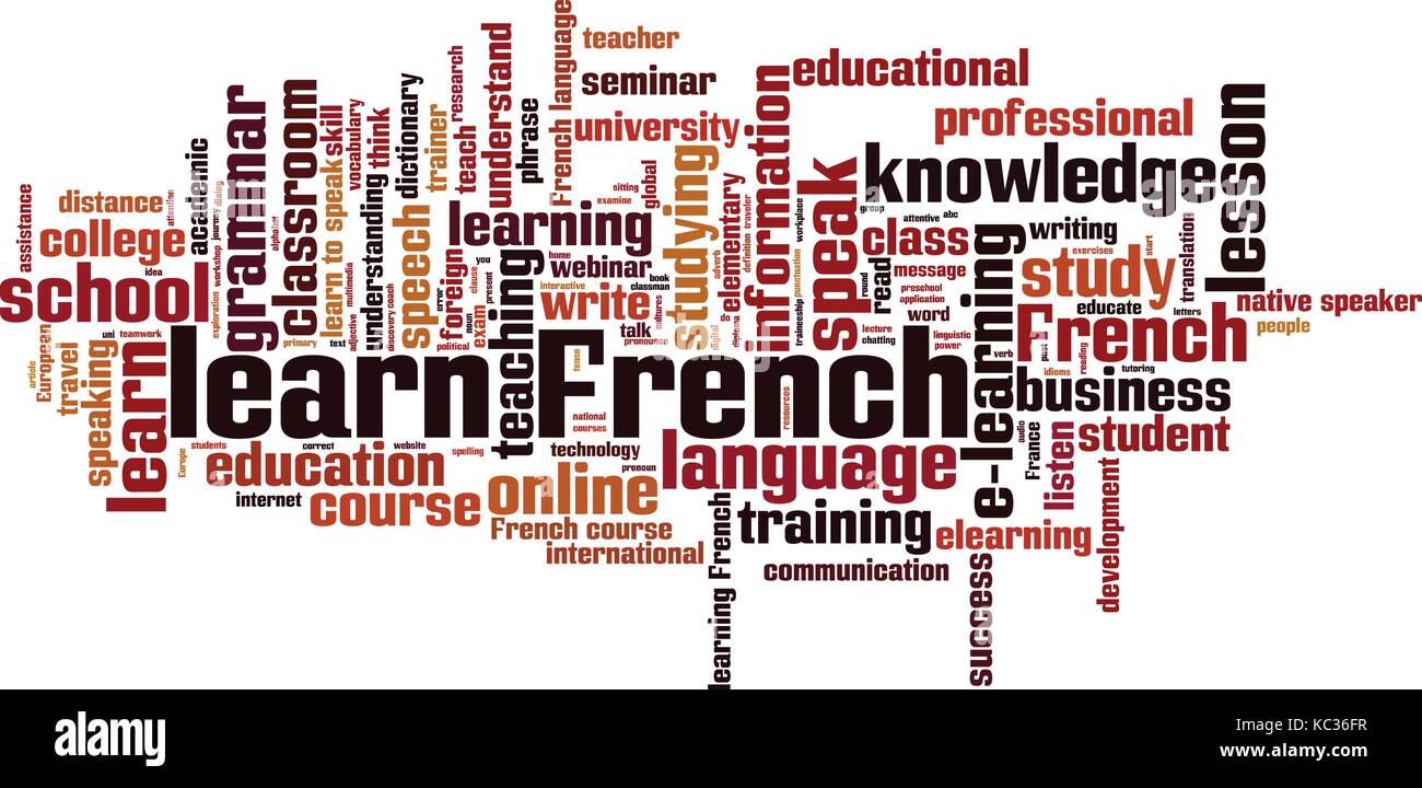 Learn French word cloud concept. Vector illustration Stock Vector Image