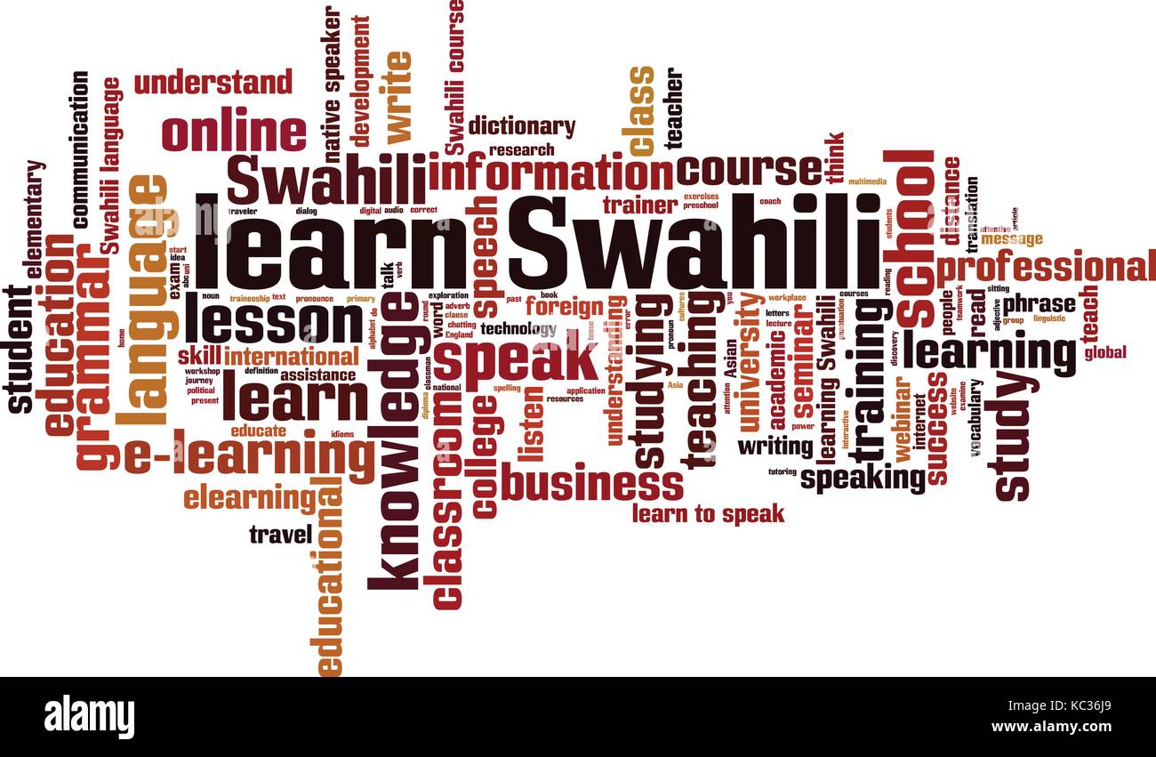 Learn Swahili word cloud concept. Vector illustration Stock Vector