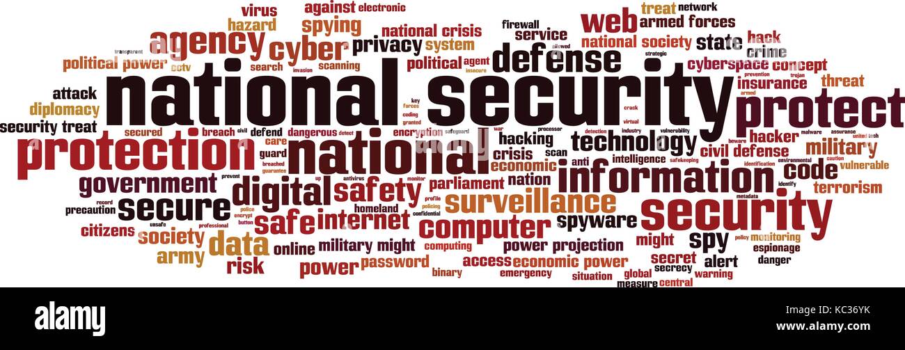 National security word cloud concept. Vector illustration Stock Vector