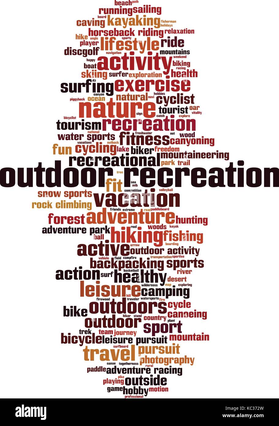 Outdoor recreation word cloud concept. Vector illustration Stock Vector