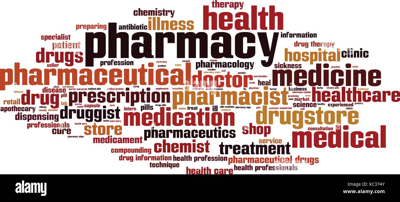 Pharmacy word cloud concept. Vector illustration Stock Vector