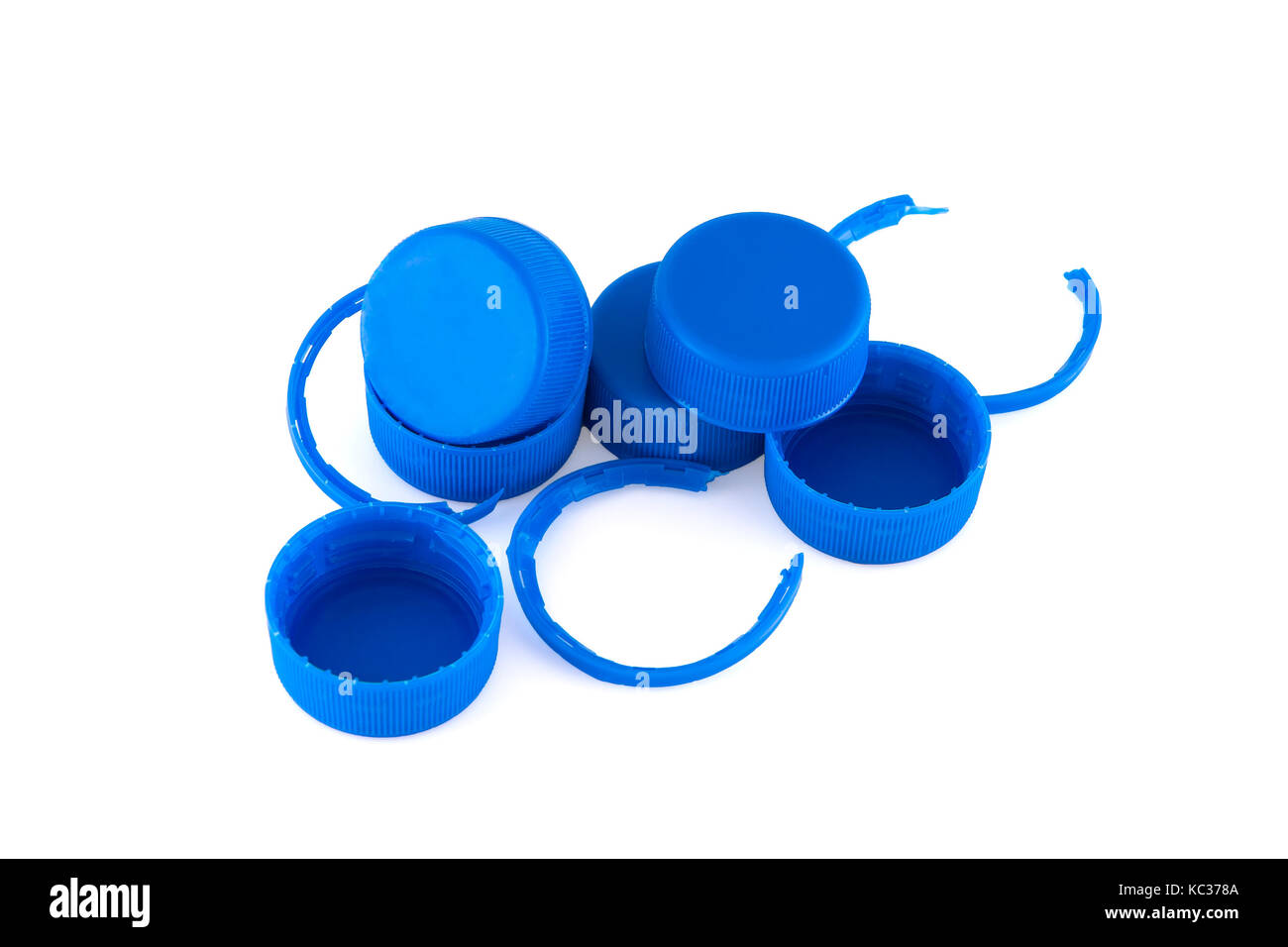 Few Blue Plastic Bottle Cap Isolated On White Background Stock Photo Alamy