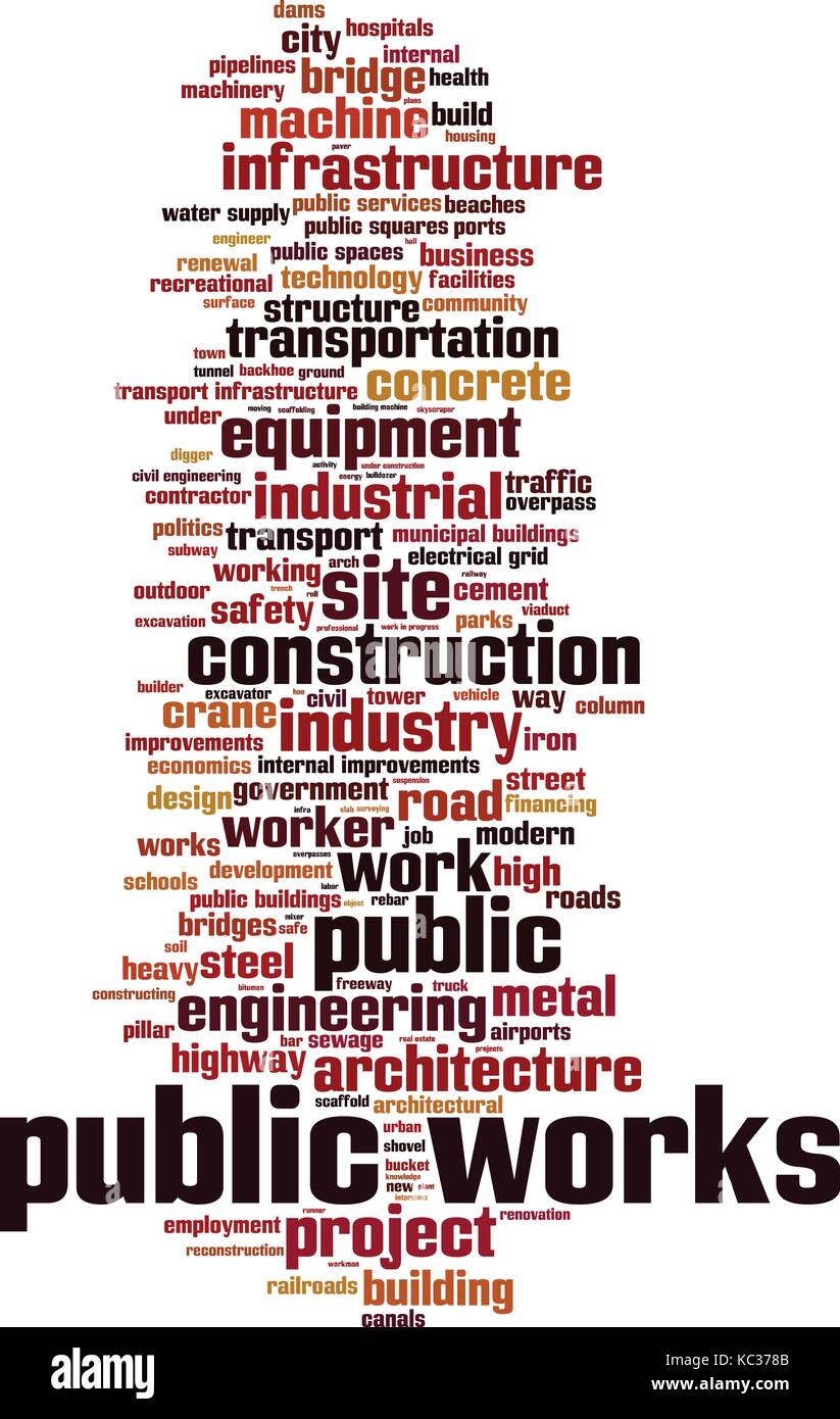 Public works word cloud concept. Vector illustration Stock Vector
