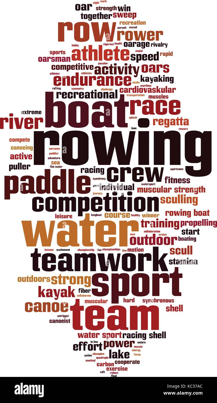 Rowing word cloud concept. Collage made of words about rowing. Vector