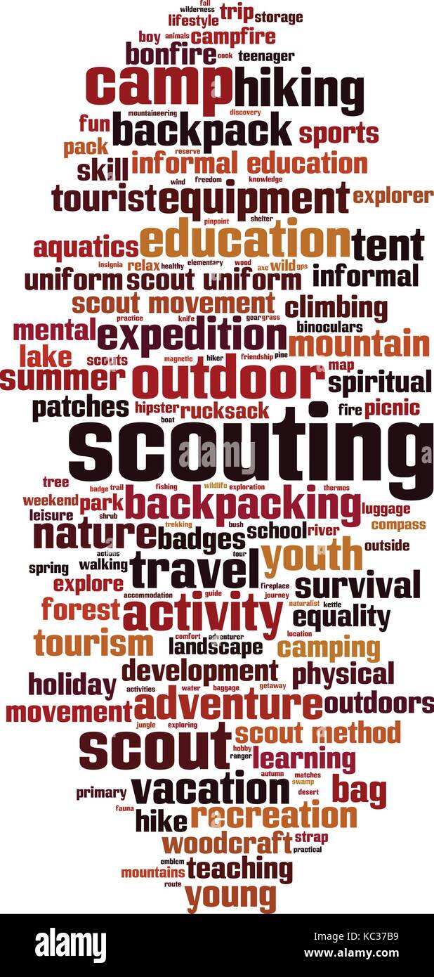Scouting word cloud concept. Vector illustration Stock Vector