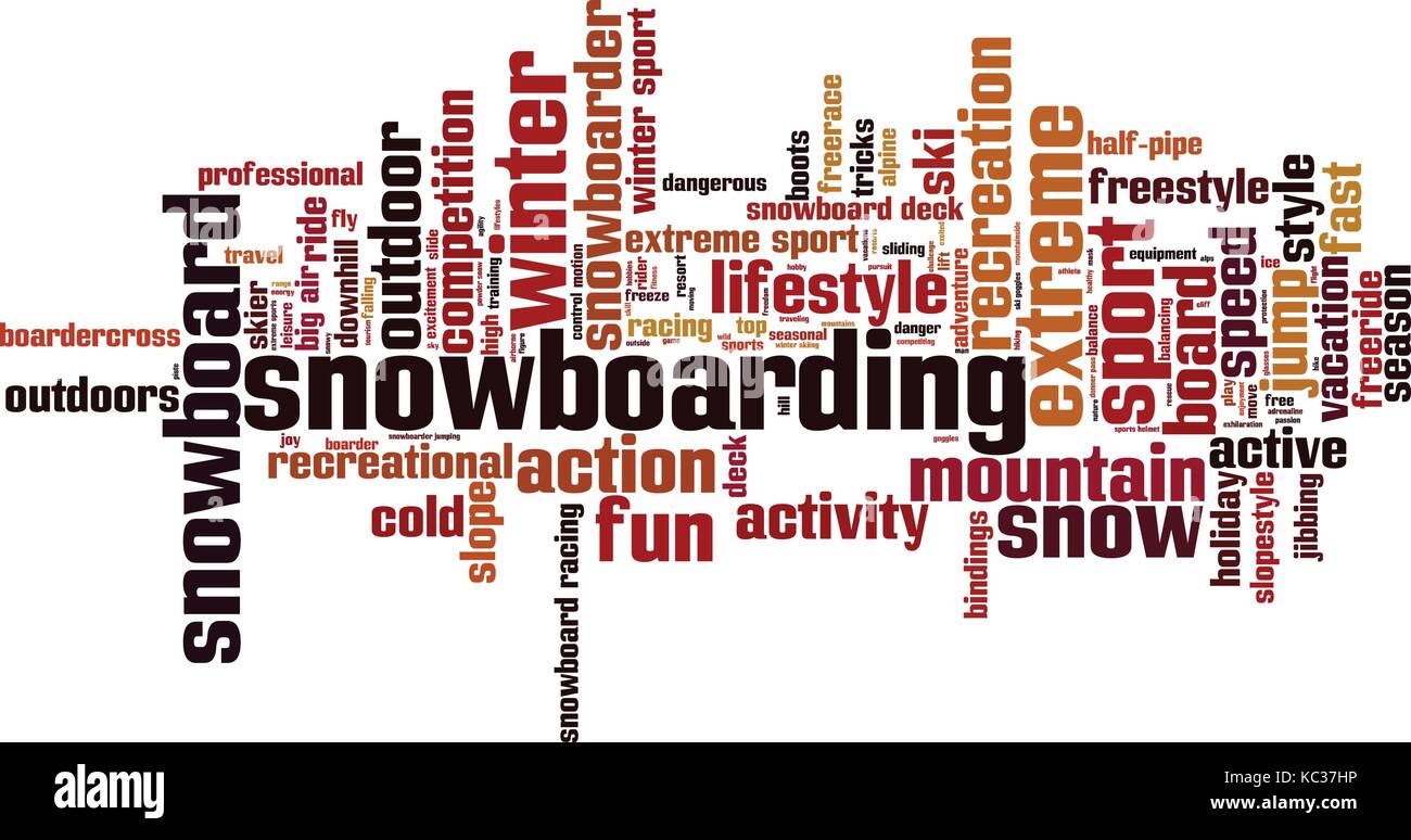 Snowboarding word cloud concept. Vector illustration Stock Vector Image