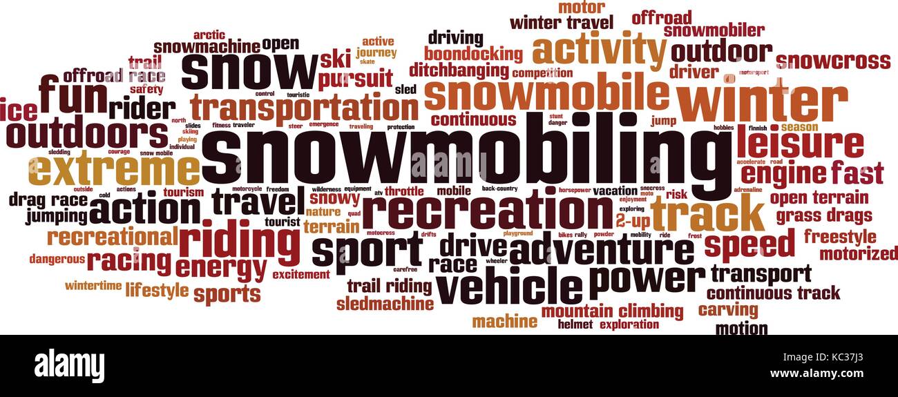 Snowmobiling word cloud concept. Vector illustration Stock Vector Image
