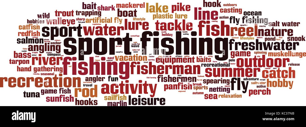 Sport fishing word cloud concept. Vector illustration Stock Vector