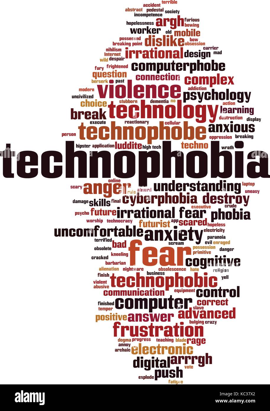 Technophobia word cloud concept. Vector illustration Stock Vector
