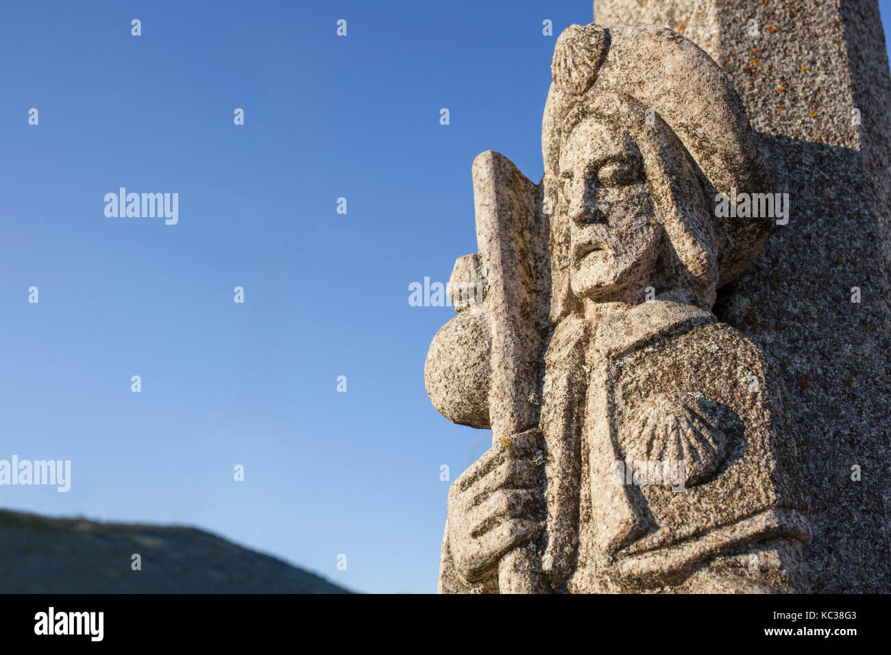 St. James sculpture, a symbol of the route at The Silver Route or Mozarabic Way, Extremadura, Spain Stock Photo