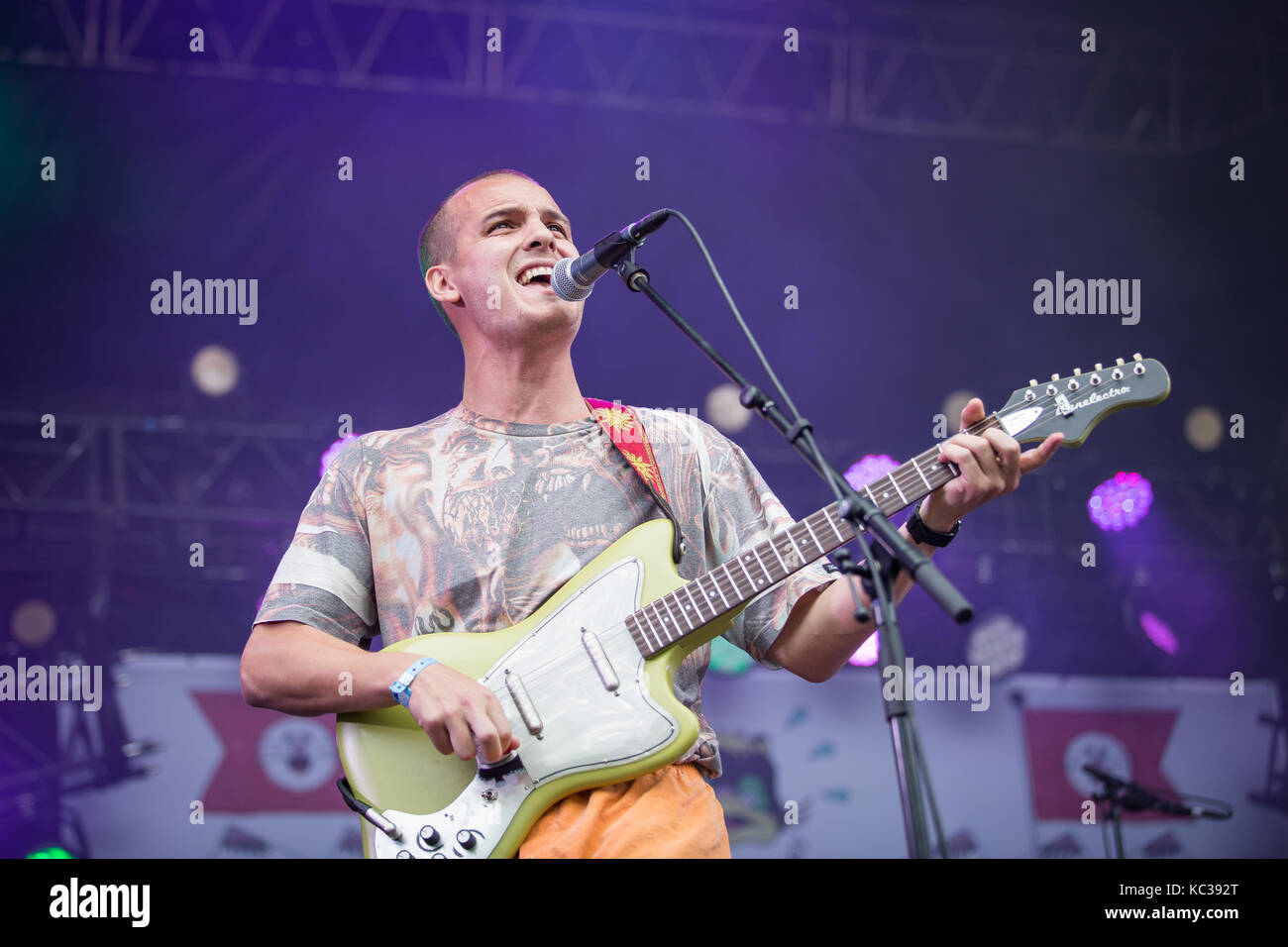 Norway, Oslo – August 12, 2017. The Norwegian rock band Pom Poko ...