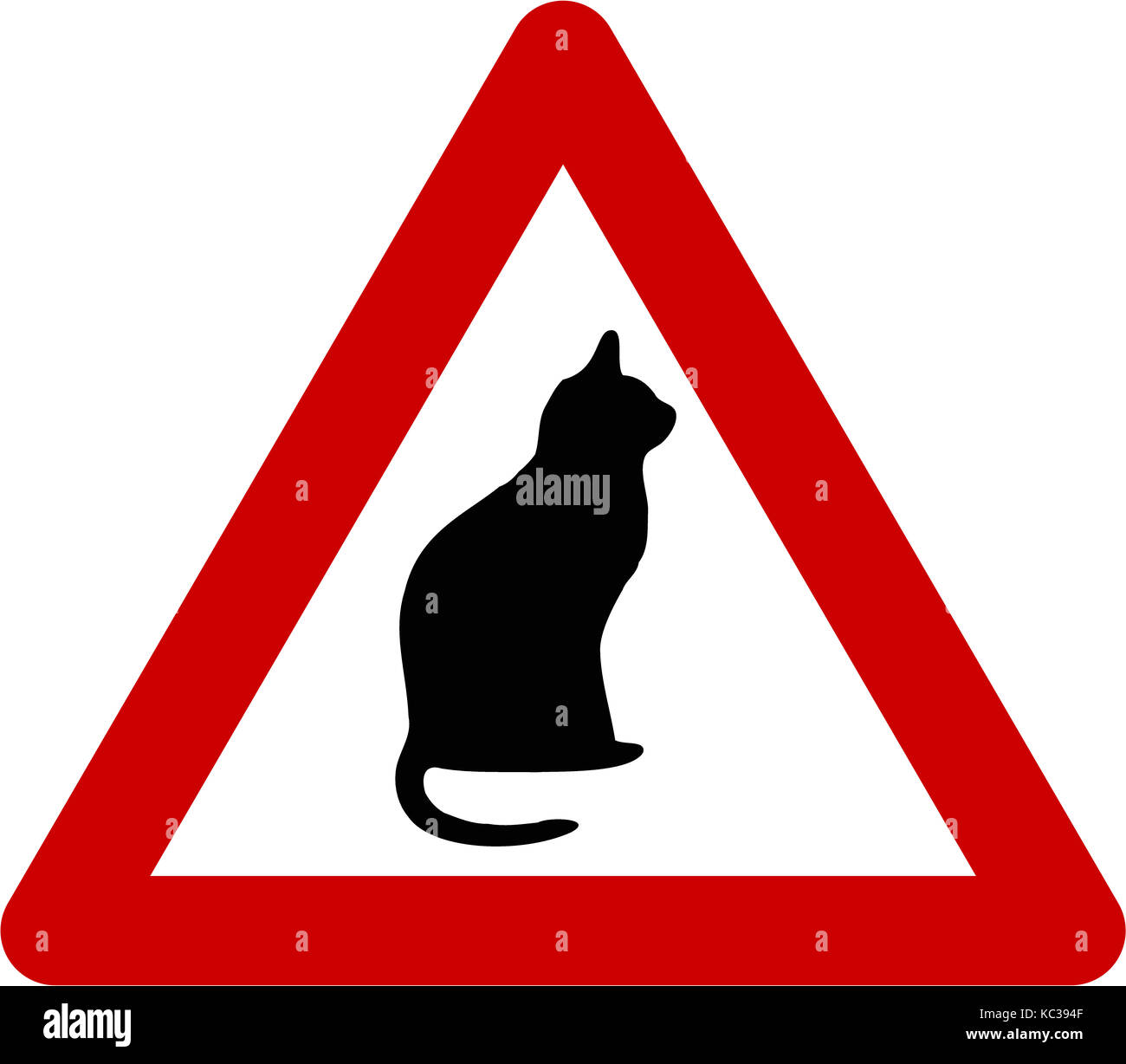 Warning sign with cat symbol Stock Photo
