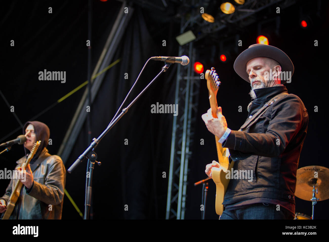 The American rock band Television performs a live concert at the Norwegian music festival Bergenfest 2014. The band is considered influential in the development of the punk and alternative rock music with band members from the 1970’s New York rock scene. Here guitarist Jimmy Rip is pictured live on stage. Norway, 12/06 2014. Stock Photo