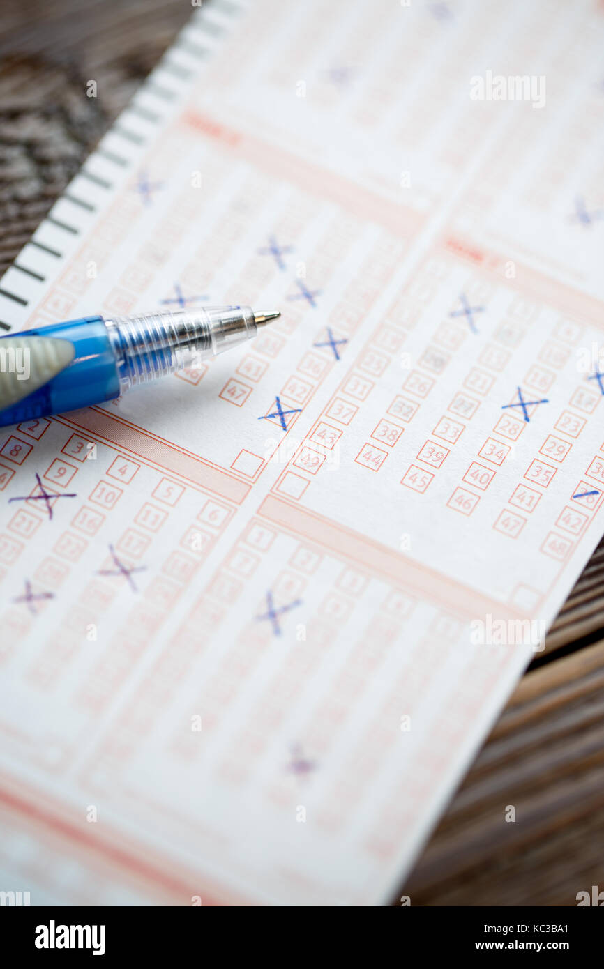 Picture of lottery ticket with marked numbers Stock Photo Alamy