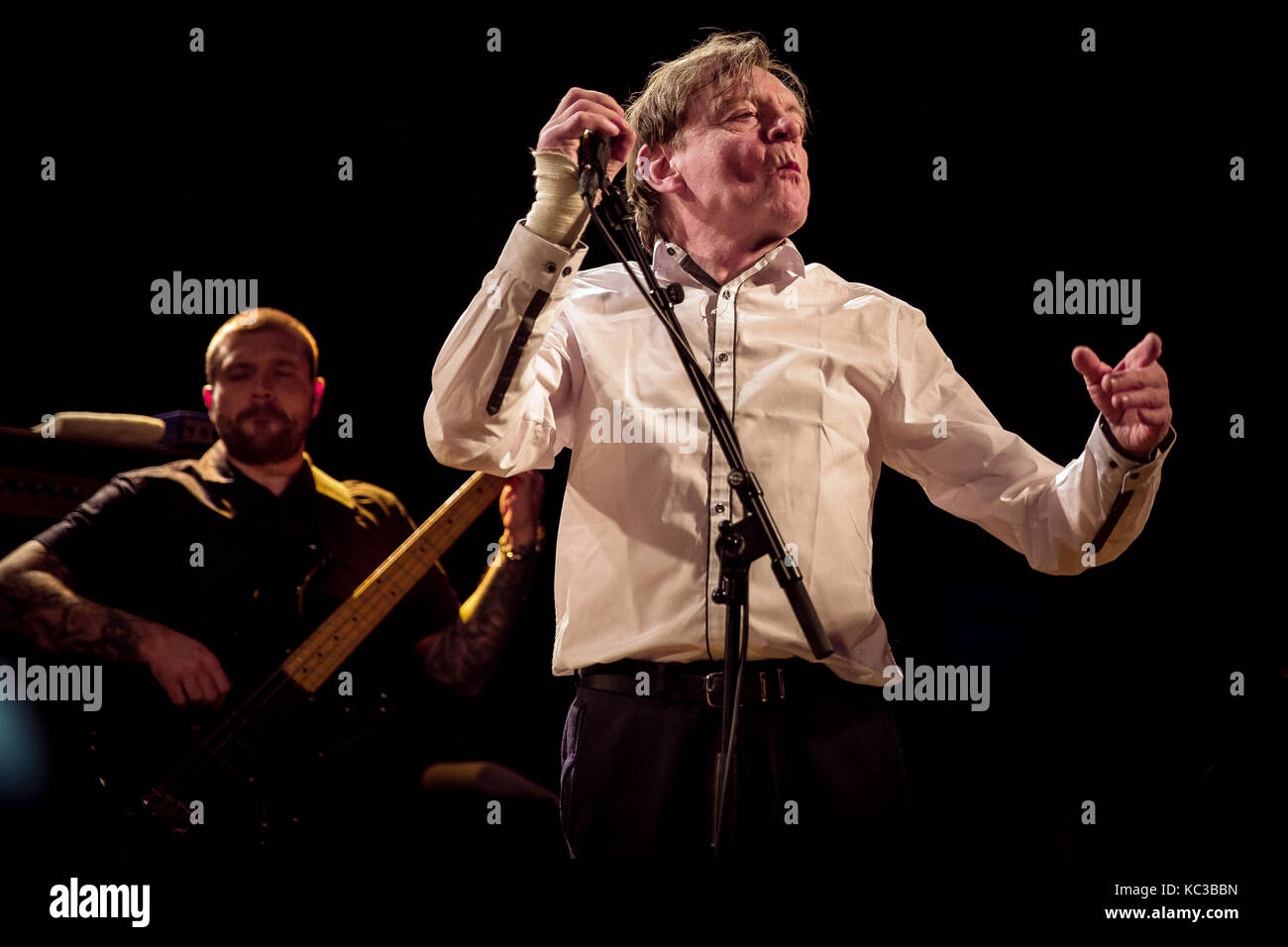 The English post-punk band The Fall performs a live concert at Vulkan Arena as part of Oslo Psych Festival 2016. Here singer, songwriter and musician Mark E. Smith is seen live on stage. Norway, 11/11 2016. Stock Photo