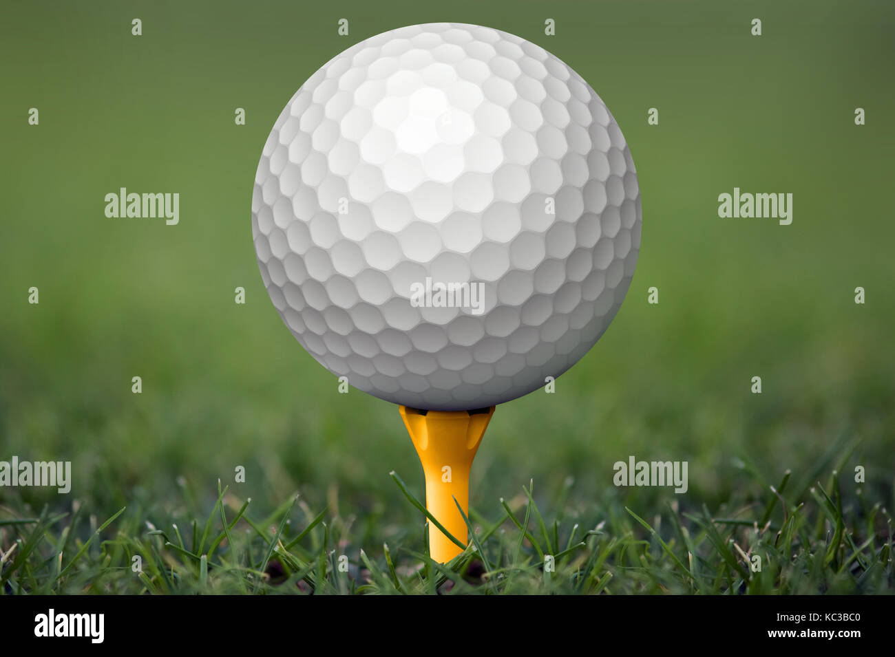 Golf ball on tee close up Stock Photo