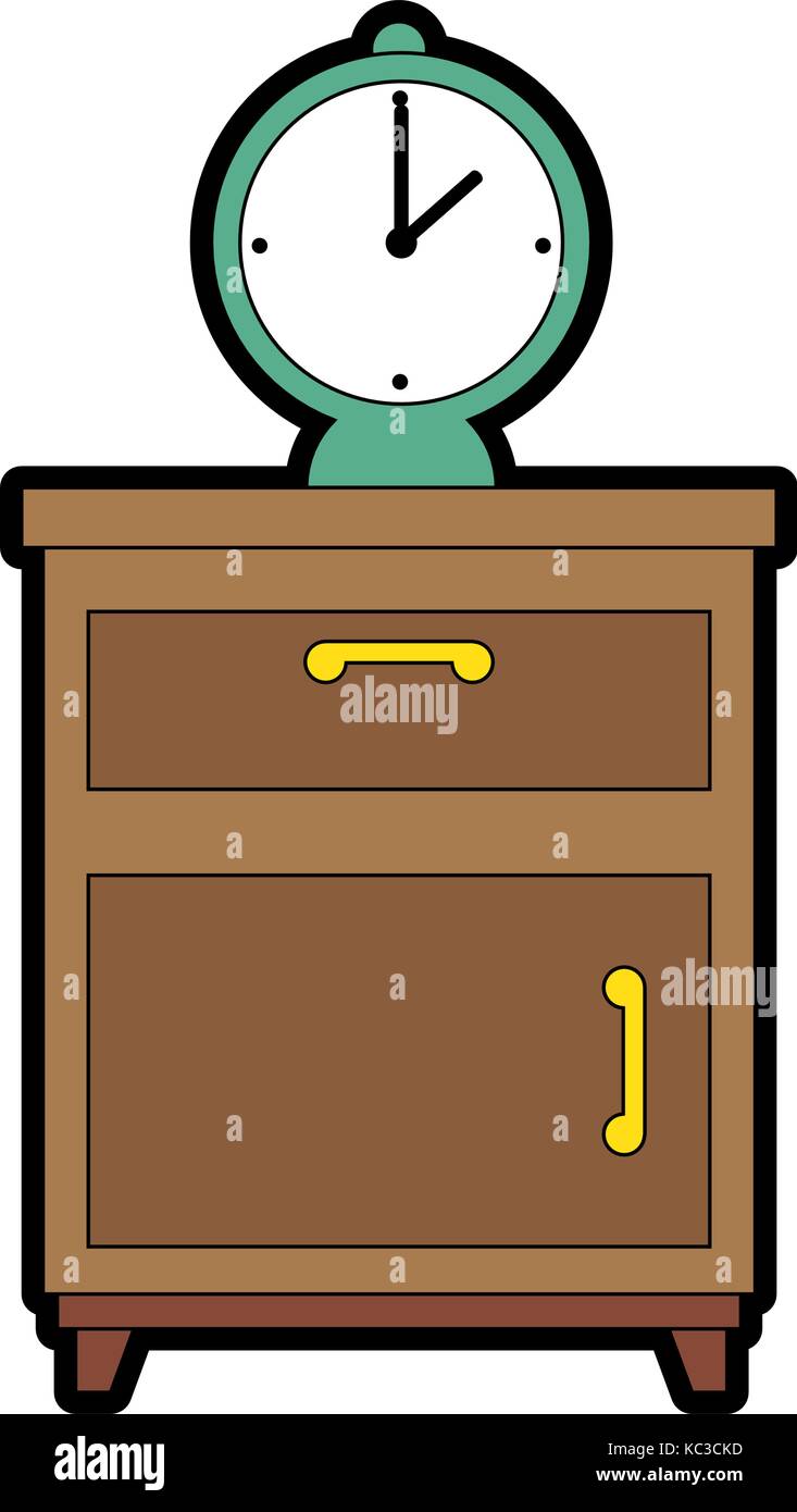 Nightstand Bedroom With Alarm Clock Vector Illustration Design Stock Vector Image Art Alamy