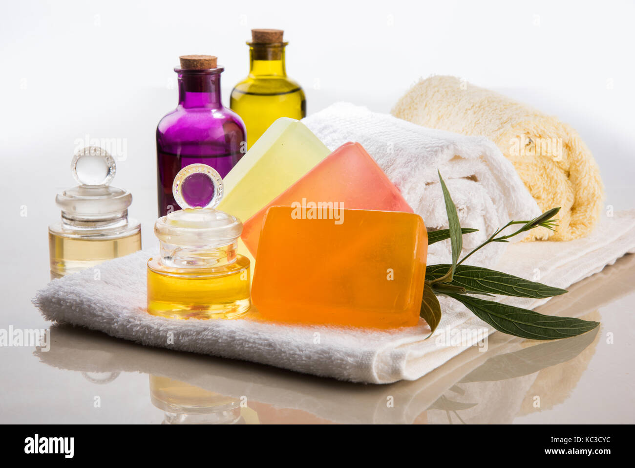 Handmade Ayurvedic Soap with bath and spa accessories. Fresh flowers