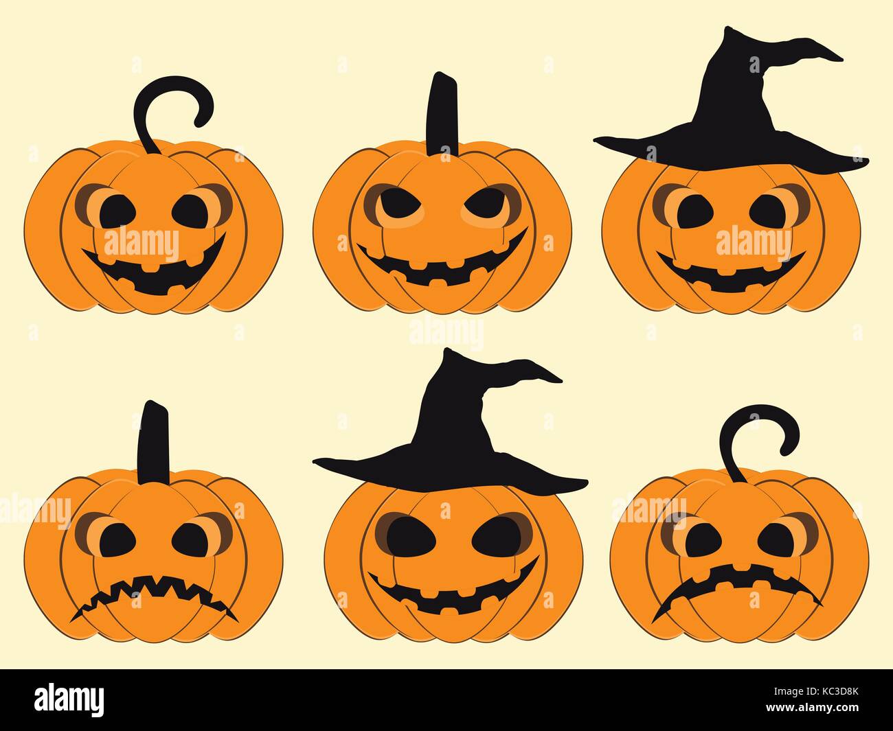 Halloween pumpkin set isolated on white background. Jack o lantern ...