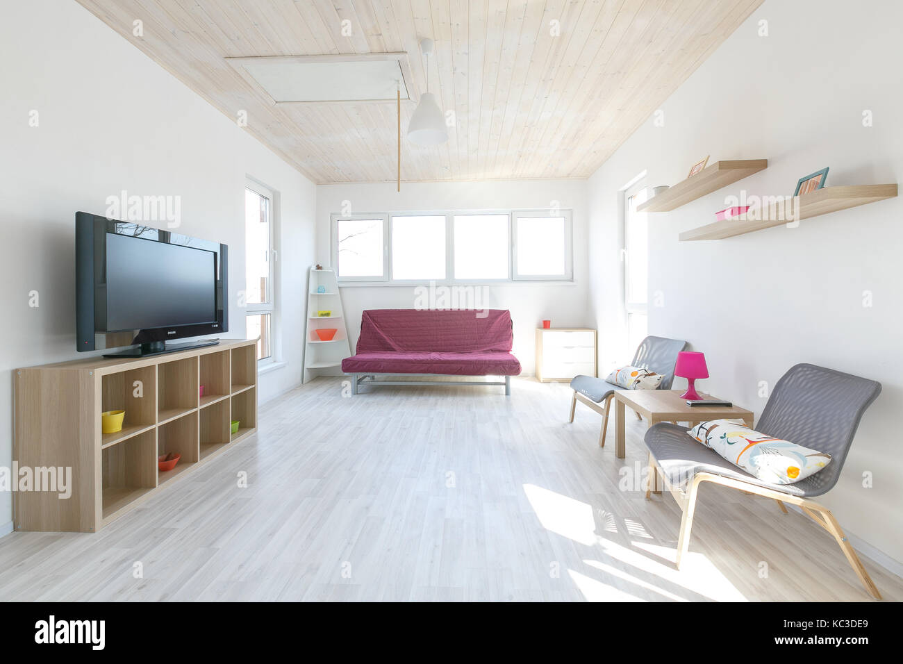 Amazing Scandinavian interior of a wooden cottage, white walls ... Amazing Scandinavian interior of a wooden cottage, white walls ...